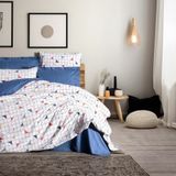 Cotton Box Stew Mavi Minimal Çift Kişilik 200x220 cm Nevresim Takımı