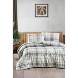 Cotton Collection Flanel Çift Kişilik Nevresim Takımı Gray Natur