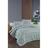 Cotton Collection Flanel R Çift Kişilik Nevresim Takımı Ekose Mavi