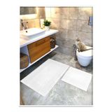 Cotton Crafty Pamuk Dokuma, Su Emici, Banyo Paspas Seti, Banyo Halısı Vera 2'li Klozet Takım 60x100-60x50 BEYAZ