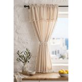 cotton maison Cozy Boho Naturel Püsküllü Fon Perde - Tek Kanat, rustik ve Korniş Uyumlu