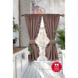 Cotton Maison Dikey Fırfırlı Perde, 100 x 160, 4653, Kahverengi