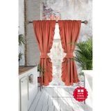 Cotton Maison Dikey Fırfırlı Poli Perde, 100 x 185, 4653, Kiremit
