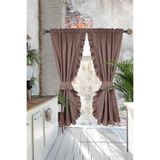 Cotton Maison Dikey Fırfırlı Poli Perde, 100 x 200, 4653, Kahverengi