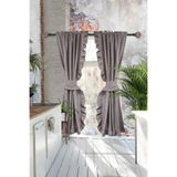 Cotton Maison Dikey Fırfırlı Poli Perde, 120 x 200, 4653, Açık Gri