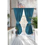 Cotton Maison Dikey Fırfırlı Poli Perde, 140 x 200, 4653, Petrol Yeşili