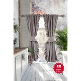 Cotton Maison Dikey Fırfırlı Poli Perde, 140 x 260, 4653, Açık Gri
