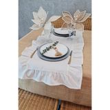 Cotton Maison Fırfırlı Keten Runner 40x110 Cm Eco Krem, 4632