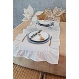 Cotton Maison Fırfırlı Keten Runner Eco Krem