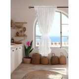 Cotton Maison Fırfırlı Keten Tül Perde Tek Kanat Romantik Volanlı Bağlamalı