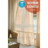 Cotton Maison Krem Renkli Bohem French Stil Fırfırlı Fon Perde 170 cm Uzunluk 140 cm Genişlik - 140 x 170 cm