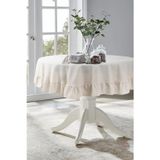Cotton Maison Naturel Fırfırlı Masa Örtüsü Vintage 130 Cm Yuvarlak
