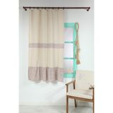 Cotton Maison Naturel Fırfırlı Perde Kornişli, 100 x 185, 4625, Kahve
