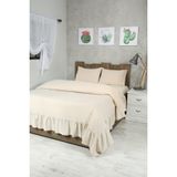 Cotton Maison Naturel Fırfırlı Yatak Örtüsü Takımı Double Vintage 240x260 Cm Krem, 4624