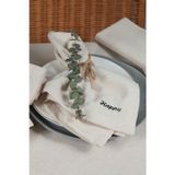 Cotton Maison Naturel Peçete 6 Lı Motto Işlemeli Pamuk Keten Otantik 45X45 Cm Happy