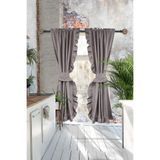 Cotton Maison Poli Dikey Fırfırlı Açık Gri Perde, 80 x 140, 4653, Açık Gri