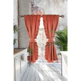 Cotton Maison Poli Dikey Fırfırlı Perde, 80 x 150, 4653, Kiremit