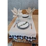 Cotton Maison Runner Fırfırlı Retro 40x110 Cm Siyah