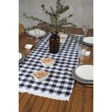 Cotton Maison Runner Kareli Fistolu Retro 40 x 110 cm - Siyah - 40 x 110 cm