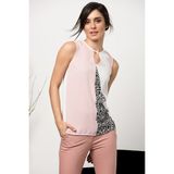 Cotton Mood 107-Cm-111-1855 Parçalı Kolsuz Gömlek - 36 - Pudra
