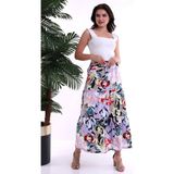 Cotton Mood 22223803 Dok.viskon Desenli Çingene Etek Siyah Lila - Siyah - Lila