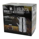 Cotton Soft Filinta Orta Boy Çelik Çaydanlık Seti Çift Kapaklı Renkli Bakalit Kulp Üst Demlik: 1.25LT - Alt Suluk: 2.25LT Kendinden Süzgeçli - Çok Renkli