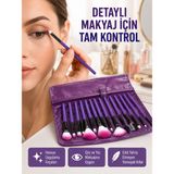 Cotton Soft Fondöten, Allık ve Far Uygulamalarına Uygun 12 Parça Makyaj Fırça Takımı Ergonomik Saplı