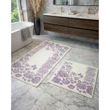 Cotton Soft -Lila Beyaz- 2Li Banyo Seti, Paspas Takımı