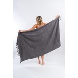 Cotton Therapy 100 x 170CM Büyük Plaj Banyo Duş Havlusu Saçaklı 100% Pamuklu - 100 x 170 cm - Koyu Gri