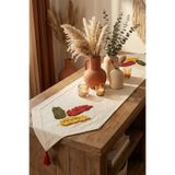 cottoncloth Bohem Başak Punch Nakışlı Pamuk Runner (40x130 cm) Pamuk Panama Keten