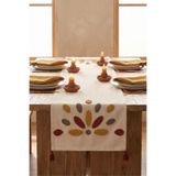 cottoncloth Bohem Damla Punch Nakışlı Pamuk Runner (40x130 cm) Pamuk Panama Keten