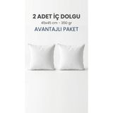 cottoncloth Kırlent İçYastık 2’li Premium BoncukSilikon 45x45 cm 350 gr Dolgun Çökme Yapmaz Vakumlu Yıkanabilir