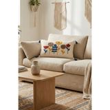 cottoncloth PUNCH NAKIŞLI DİKDÖRTGEN DEKORATİF KIRLENT KILIFI YILDIZ MAVİ 35x55 cm