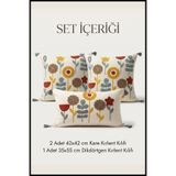 cottoncloth Yıldız Punch Nakışlı Dekoratif 2 Kare 1 Dikdörtgen Kırlent Kılıfı Seti 3lü Boho Modern Salon Seti