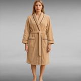 Cottonea % 100 Pamuklu Laodikeia Kimono Bornoz Kadın Erkek Unisex Bej - 2XL