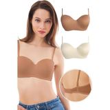 Cottonhill Balenli Toparlayıcı Dolgusuz Straplez Sütyen 2li Paket-3 - 90B - 635-Renkli