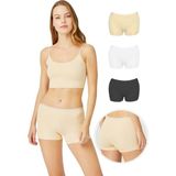 Cottonhill Basic Lazer Kesim Dikişsiz Kadın Boxer Külot 3'lü Paket - Çok Renkli
