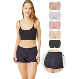 Cottonhill Basic Lazer Kesim Dikişsiz Kadın Boxer Külot 5'li Paket - Renkli