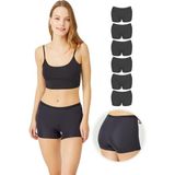Cottonhill Basic Lazer Kesim Dikişsiz Kadın Boxer Külot 6'lı Paket - Siyah - Siyah