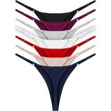 Cottonhill Basic Pamuklu Beli Ayarlanır Kadın Tanga Külot 7'li Paket - XL - Renkli