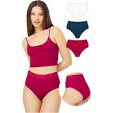 Cottonhill Basic Yüksek Bel Lazer Kesim Bikini Külot 3'lü Paket - Çok Renkli