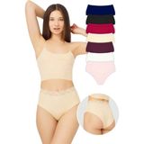 Cottonhill Basic Yüksek Bel Lazer Kesim Bikini Külot 7'li Paket - 2 - Renkli