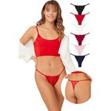 Cottonhill Beauty Cottonhill Önü Dantelli Tül Detaylı Kadın Tanga 6'lı Paket Külot - Renkli - S