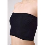 Cottonhill Beauty Cottonhill Premium - Kadın Siyah Seamless Straplez Crop Top Büstiyer - XS - S