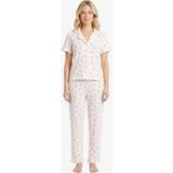 Cottonhill Beyaz Çiçek Desenli Bürümcük Gömlek Yaka Kadın Pijama Takımı - XL
