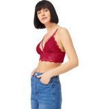 Cottonhill Bordo Dantelli İnce Askılı Kaplı Üçgen Kadın Bralet Büstiyer