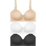 Cottonhill Bra - Celina | Balensiz Kaplı Toparlayıcı Minimizer Büyük Beden Kadın Sütyen 3'lü Paket-2 - 95C - Çok Renkli