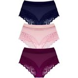 Cottonhill Dantel Detaylı Transparan Büyük Beden Bikini Külot 3'lü Paket-2 - 4XL - Çok Renkli