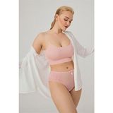 Cottonhill Dantelli Tül Detaylı Büyük Beden Kadın Brezilya 3'lü Paket Külot - 2 - Bordo - Beyaz - S
