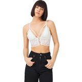 Cottonhill Krem Dantelli İnce Askılı Kaplı Üçgen Kadın Bralet Büstiyer